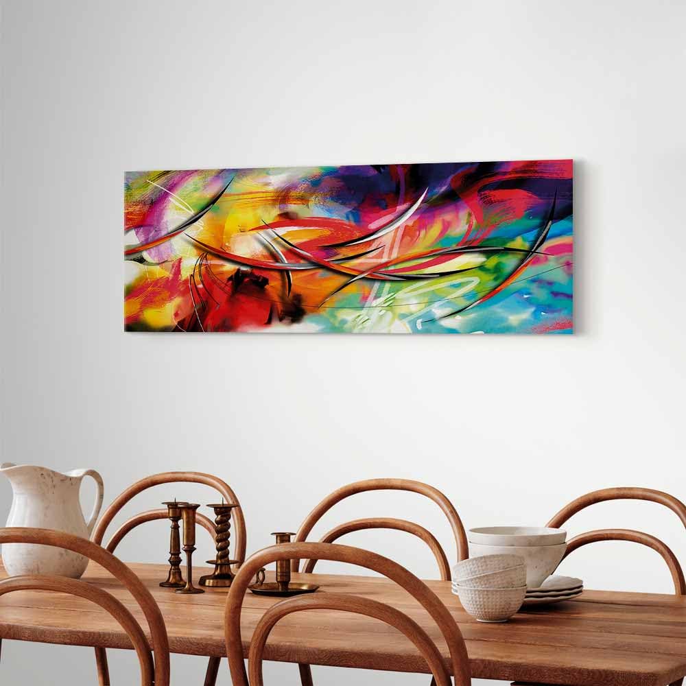 B&D XXL - Grand Tableau Mural Décoration Moderne Salon, Abstrait, 150x50 cm