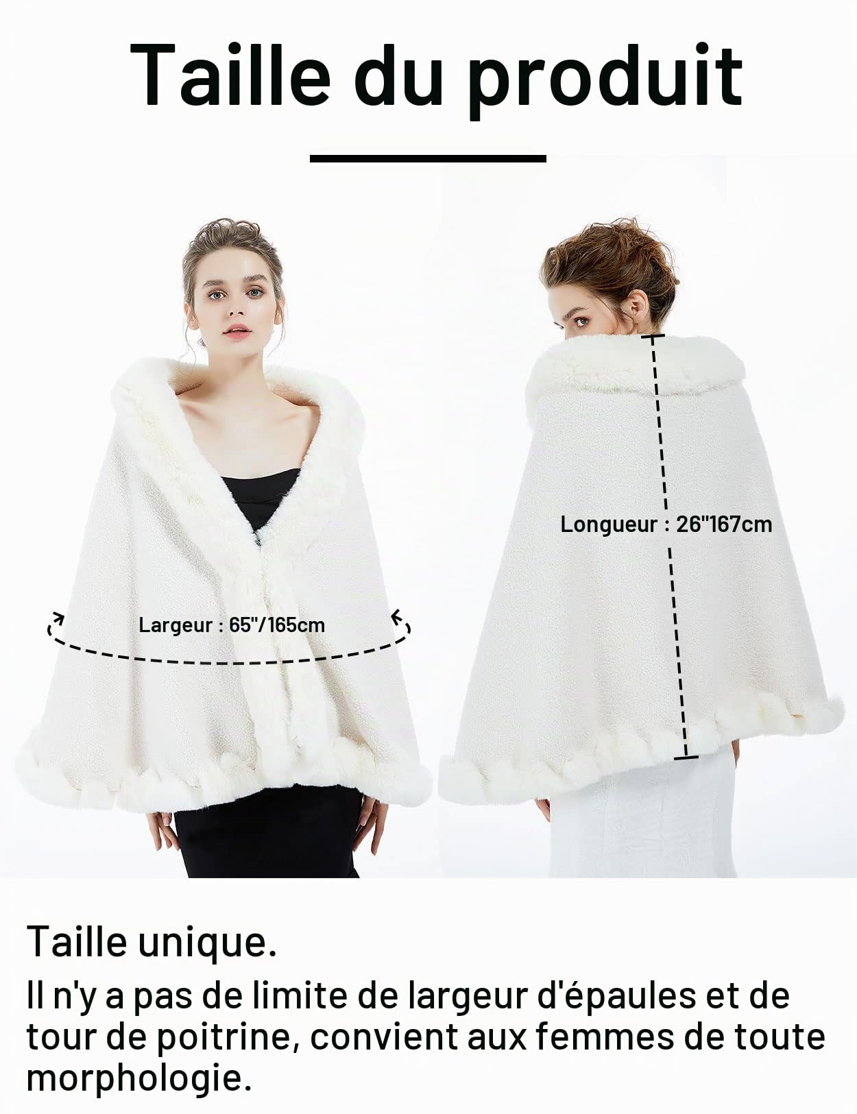 BEAUTELICATE Châle Étole en Fausse Fourrure Cape Veste en Laine d'agneau De Femme Mariage Hiver Soirée Mariée Cérémonie Fête Demoiselle d'honneur Taille Unique