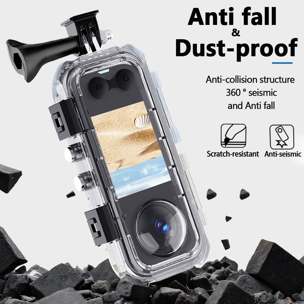 Insta 360 x 5 Étui de plongée invisible pour appareil photo Insta 360 x5, 60 m étanche avec support, accessoires Insta 360 avec insert anti-buée, boîtiers de photographie scellés