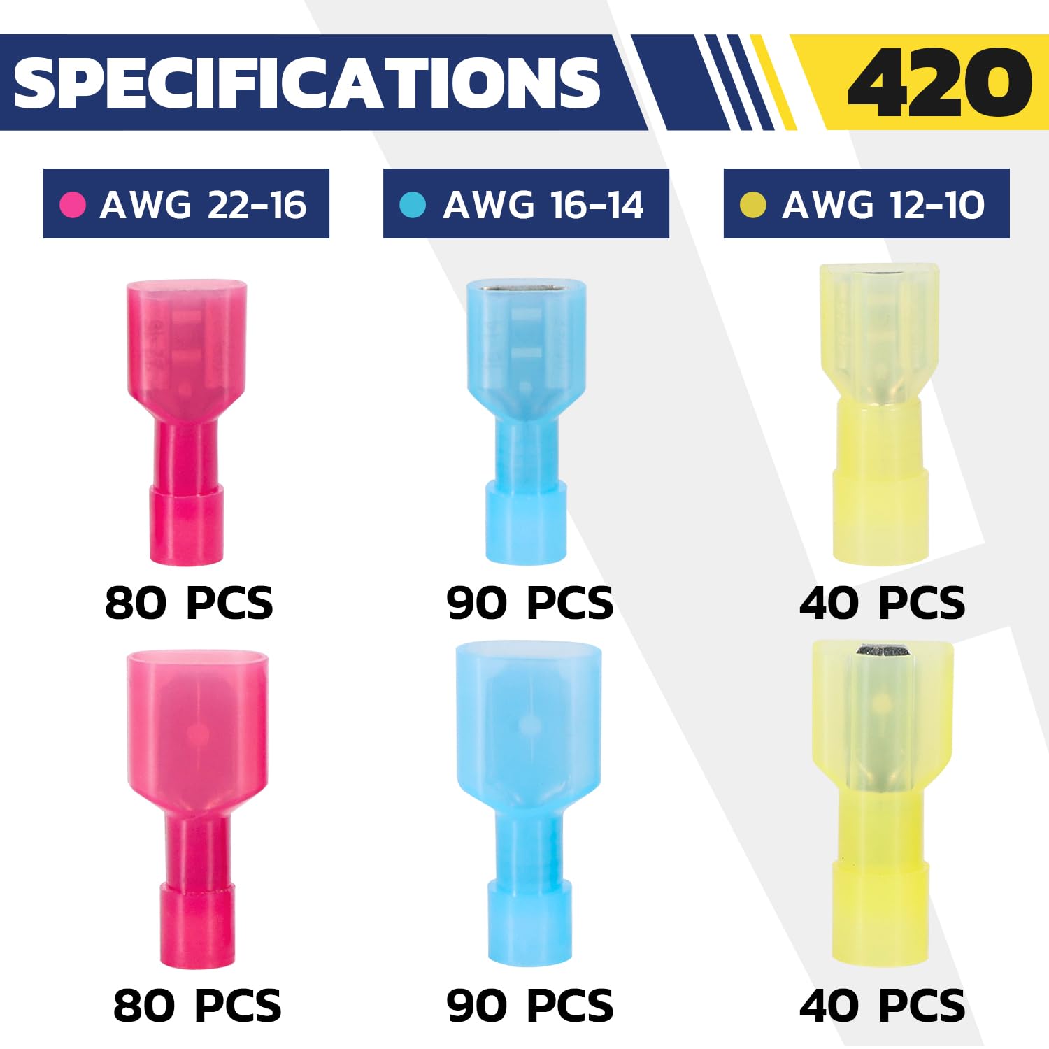420 Nylon Spade Connectors - Reliable Electrical Wiring -2