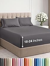 [50% off] 4 Piece Luxury Hotel Bed Sheet Set - Breathable, Cooling Deep Pocket Sheets - Soft, Wrinkle Free King Sheets That Fit Extra Deep Mattresses - Dark Grey