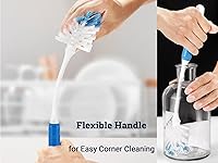 Vista 4 de Paquete de 2 cepillos para botellas, cepillo limpiador de biberones y botellas de agua con mango largo y cerdas de doble acción