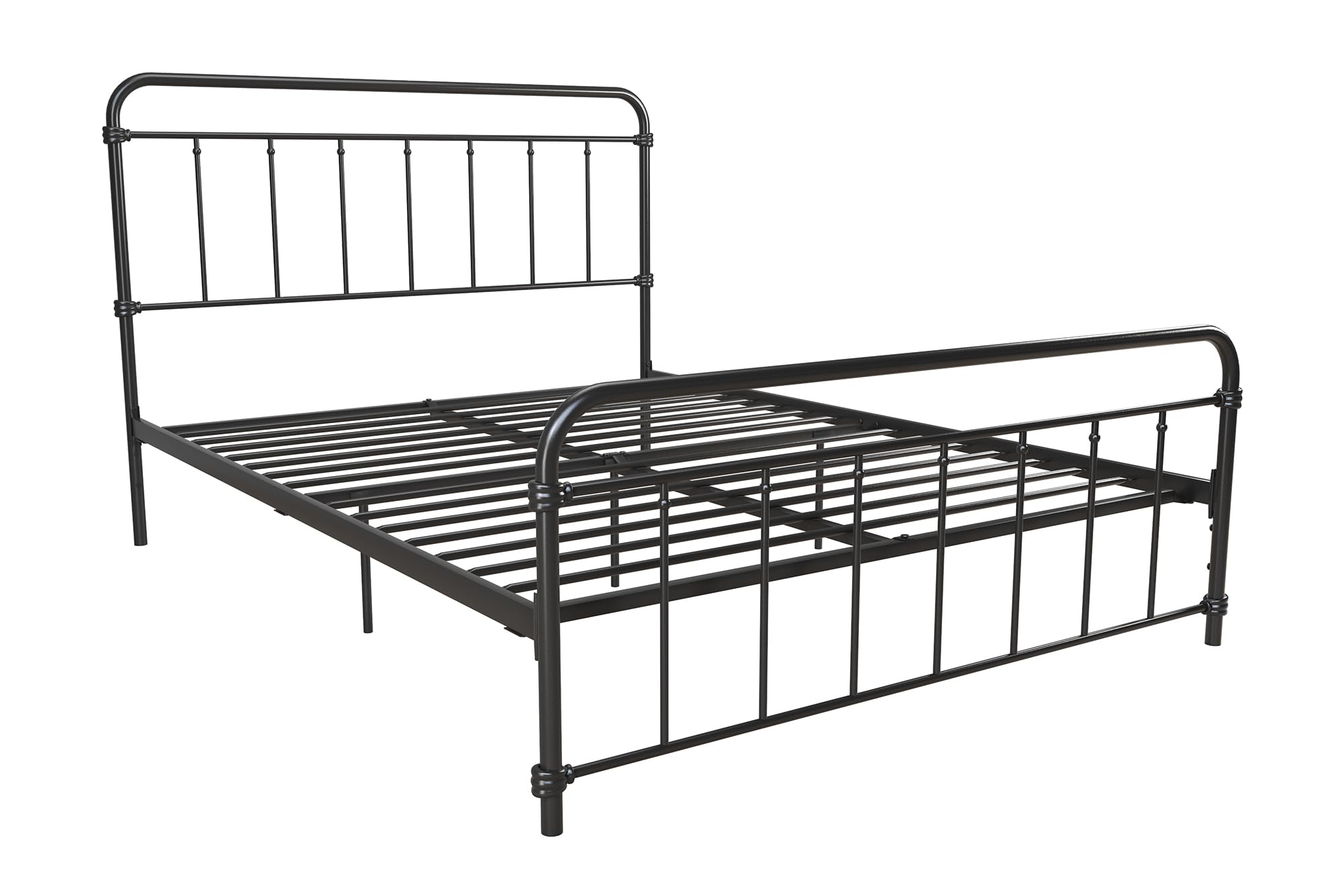 DHP Wallace Mid-Century Metal Queen Bed Frame with Underbed Storage in Black