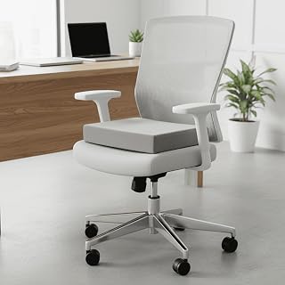 Orthopedic Premium Feel Memory Foam Seat Cushion for Chair Chair Cushion pad for Office Chair Long Sitting Sitting Pillow Chair Pillow Sofa Seat Cushion(White/Grey) (18x18x2.5)