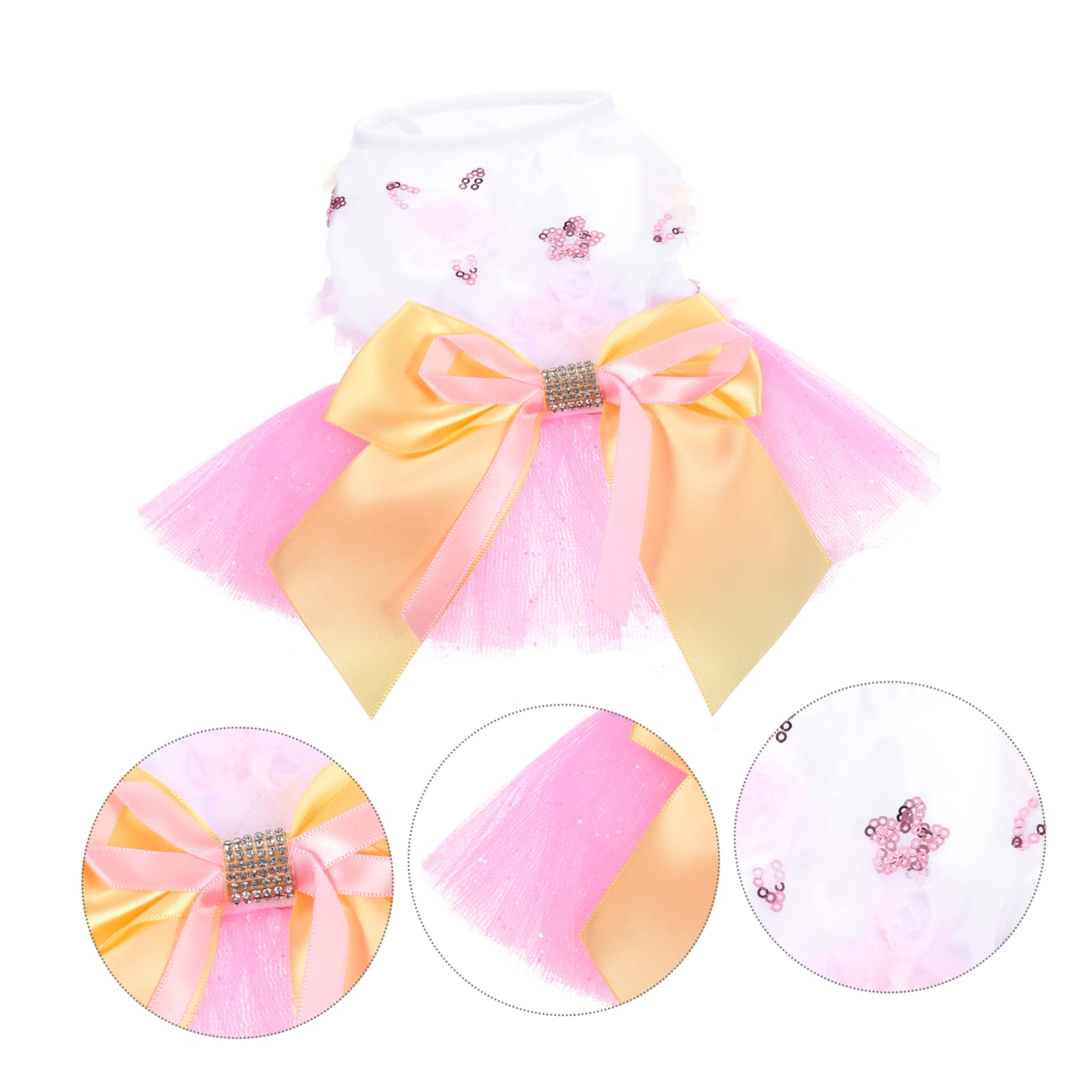 Angoily 4 Piezas Vestido De Princesa Perro Ropa De Perro De Fiesta Ropa De Lentejuelas Trajes para Niñas Vestido De Encaje Trajes De Juego De rol Falda Vestido De Verano Mascota Poliéster