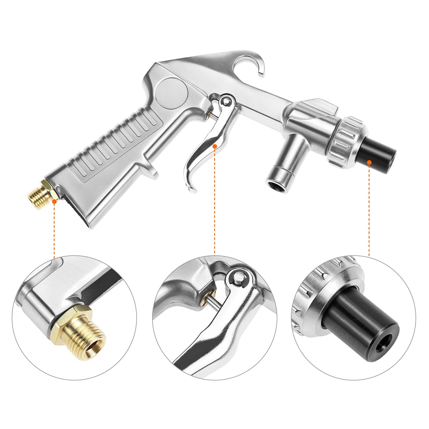 QWORK® Pistolet sablage à air comprimé kit, avec 12 buses, tuyau en caoutchouc et raccord rapide, pour des applications de nettoyage polyvalentes