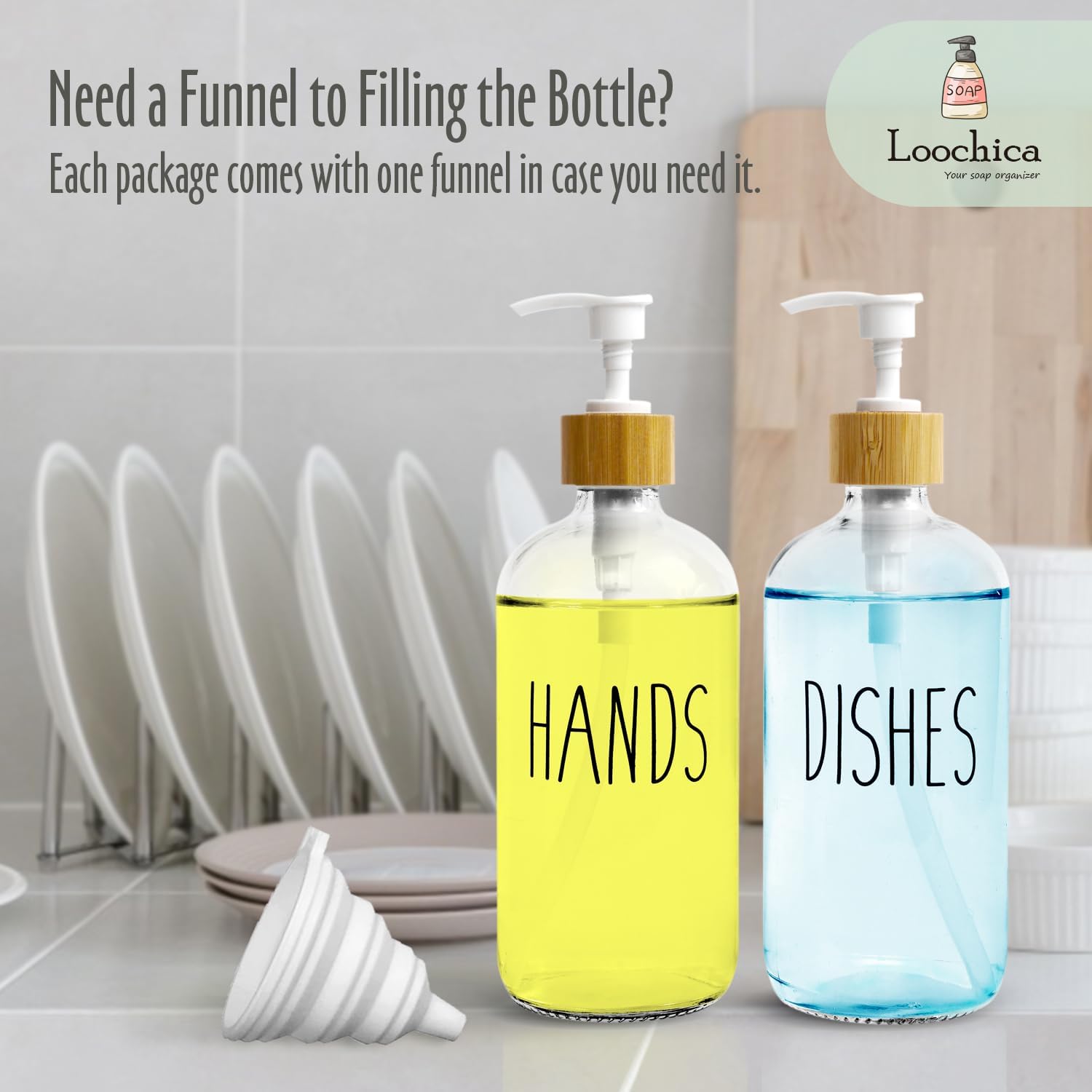 2 Pack Clear Glass Soap Dispenser with Plastic Pump, Transparent Dish and Hand Soap Dispenser Set, Refillable Reusable Apothecary Soap Pump Dispenser Bottles for Bathroom and Kitchen - Image 8