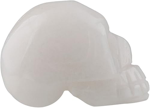 Miniatura 4 de Rockcloud Estatua de calavera humana de Reiki de cristal curativo, esculturas de jade blanco, 1.5 pulgadas