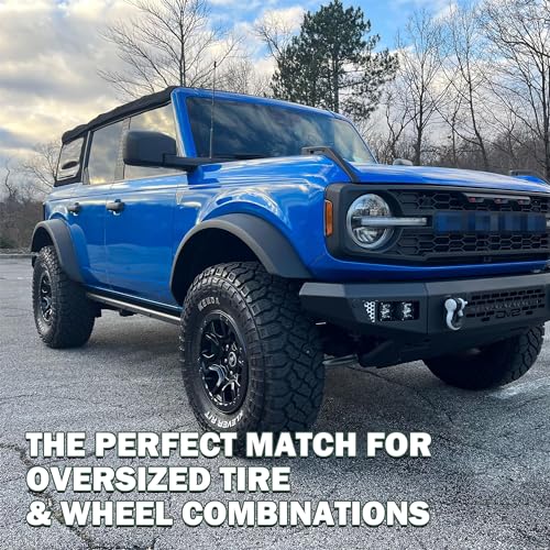 Image of Sasquatch Package Fender Flare Kit for 2021-2026 Ford Bronco 2 /4 Door Exclude Sport & Raptor, 5.3 inch Wide Wheel Eyebrow Protector, Replace OE M-9164-BFK M2DZ-16268-AA, Front & Rear, Black, 4pcs