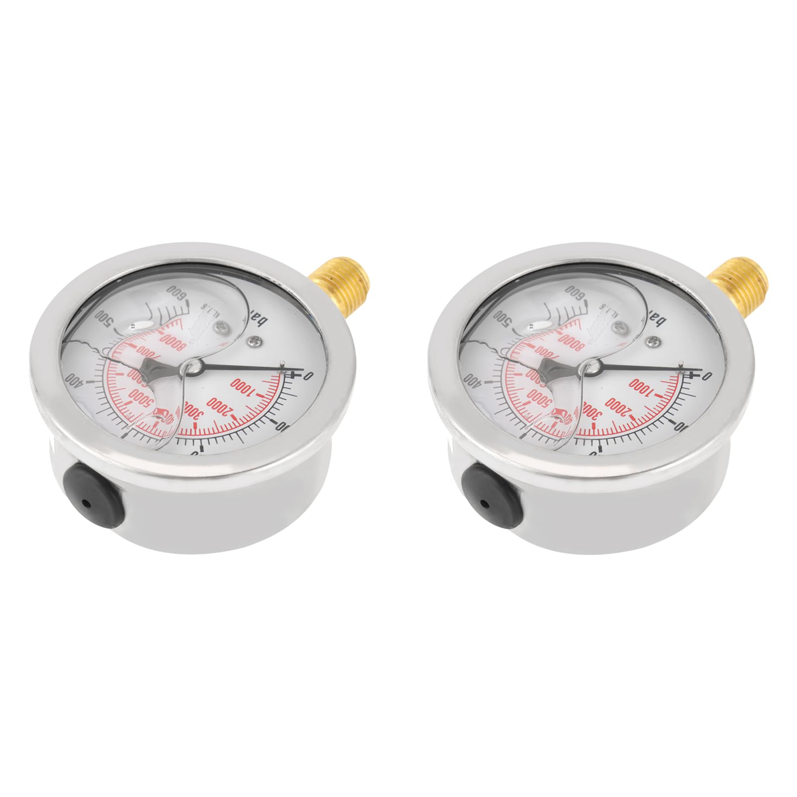 2 Manómetros Hidráulicos de 8500 PSI con esfera de 63 mm y rosca G1/4 para medir presión