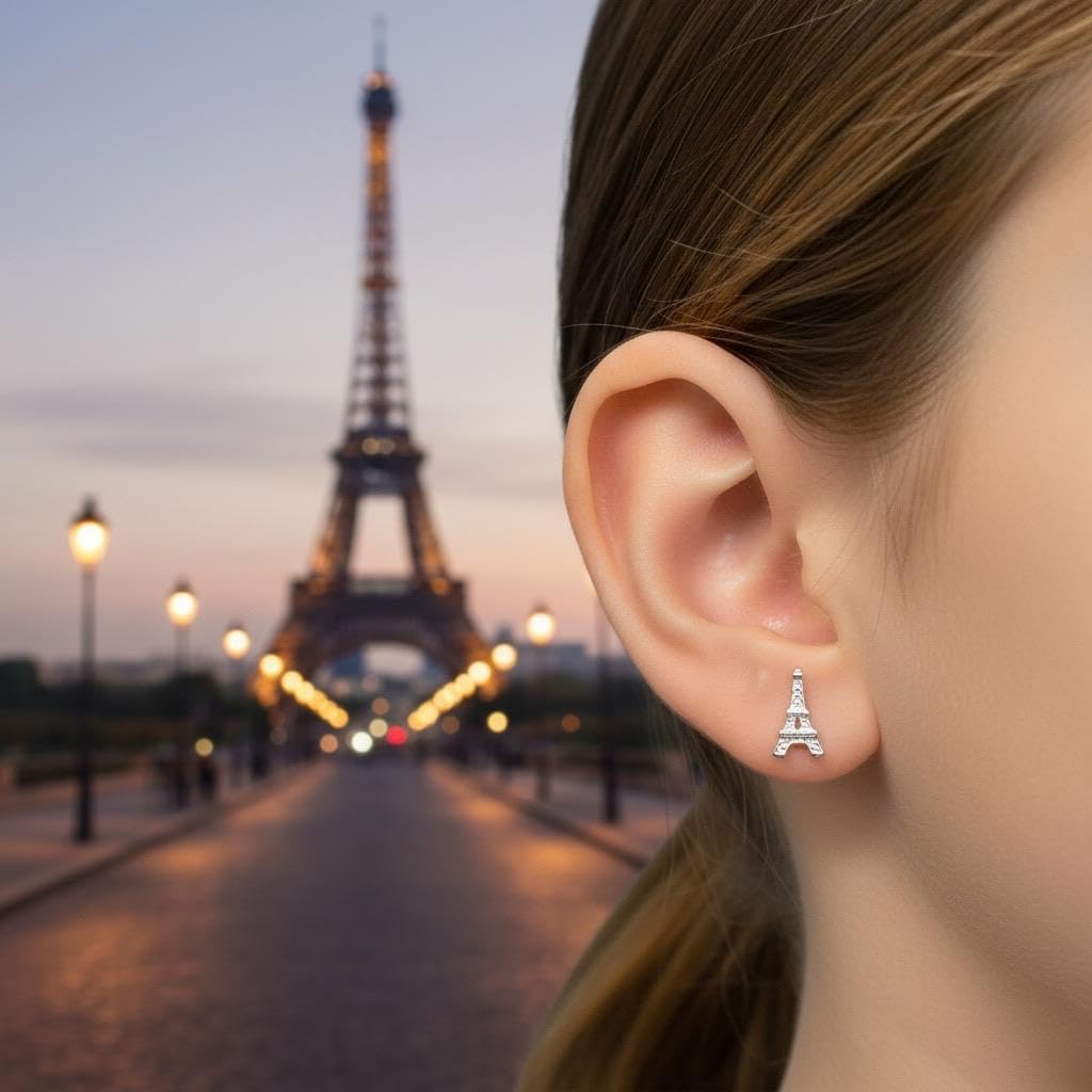 ICYROSE 925 Sterling Silver Eiffel Tower Stud Earrings (Nickel Free) 18881 - Image 4