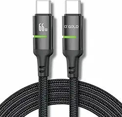 Cabo USB-C 1M Tipo C Turbo 66W Ultra Rapido Nylon Trançado e Reforçado | Android e Iphone Notebook Tablet Qualidade Premium Carregamento Transferência de Dados | Preto