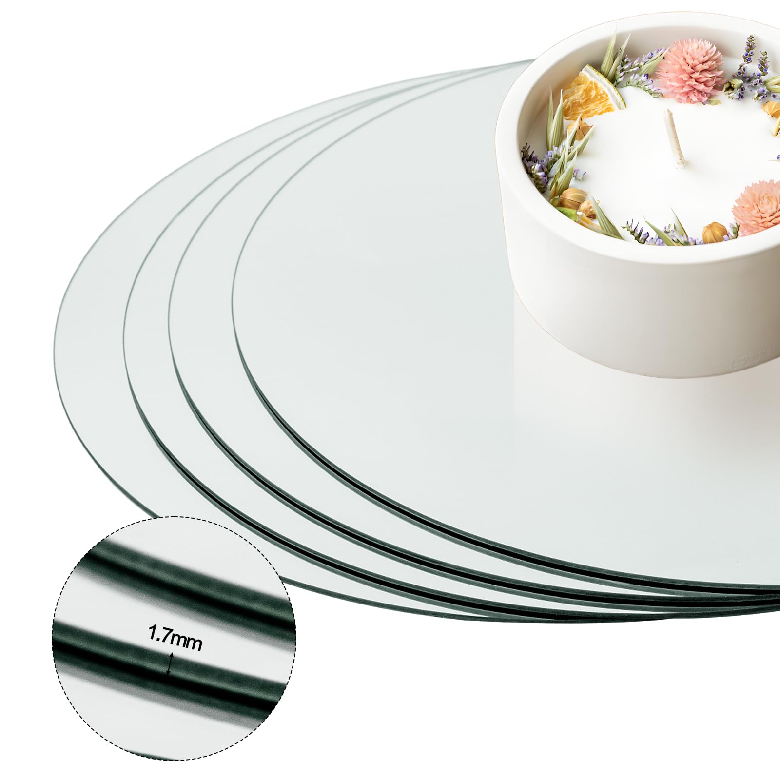 Cheardia Lot de 12 assiettes rondes en verre de 30,5 cm pour tables - 1,7 mm d'épaisseur - Pour décorations de mariage, fête, décoration murale