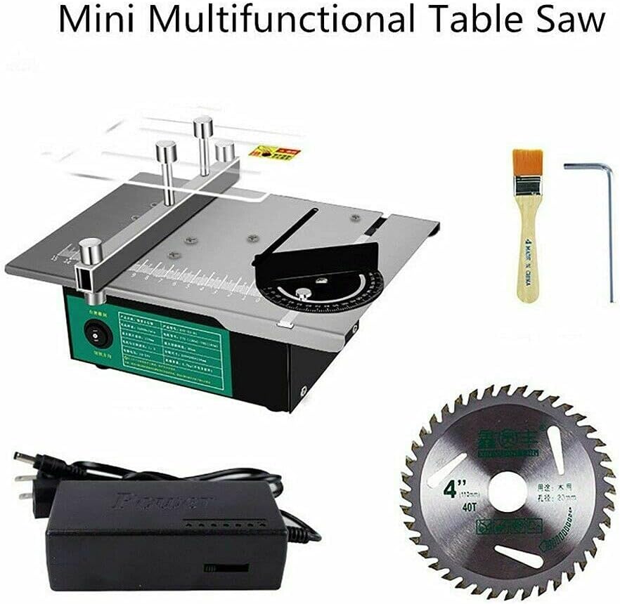 12-24V Mini Multifunction Table Saw DIY Household Cutting Grinding Machine for Woodworking with Adjustable Speed Adapter