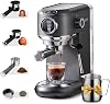 Espresso Machine with Milk Frother, 15 Bar Coffee Machine Cappuccino Machine with Visual Pressure Gauge For Cappuccino And Latte 1450W Silver