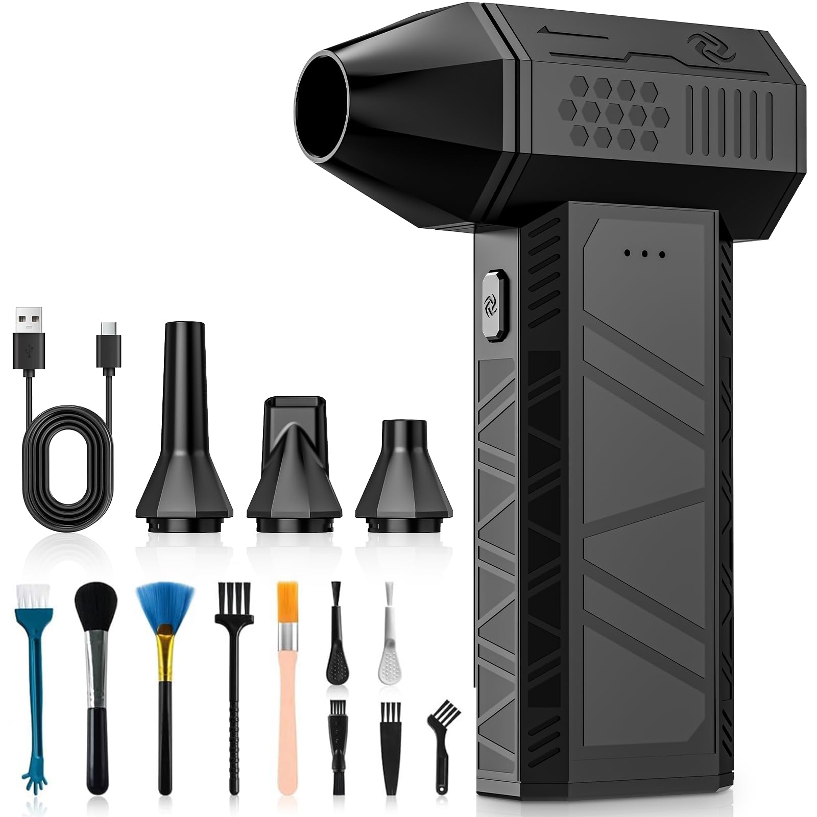 Electric Air Duster, 130,000RPM Electric Dust Blower, Compressed Air Spray, 3-Speed Mini Electric Dust Fan, Super Power Turbo Fan for Computer, Keyboard, House, Outdoor and Car