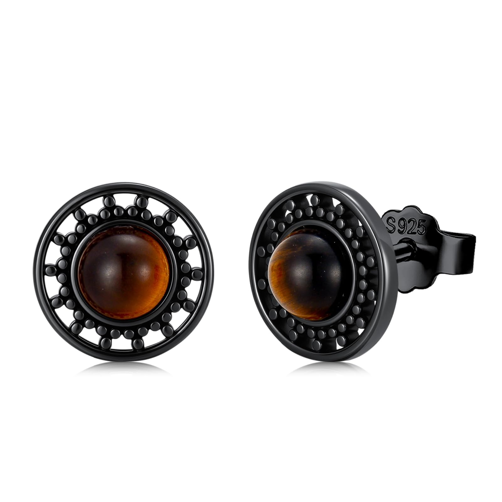 Twoowl 10 mm kleine schwarze Ohrstecker aus 925er Sterlingsi