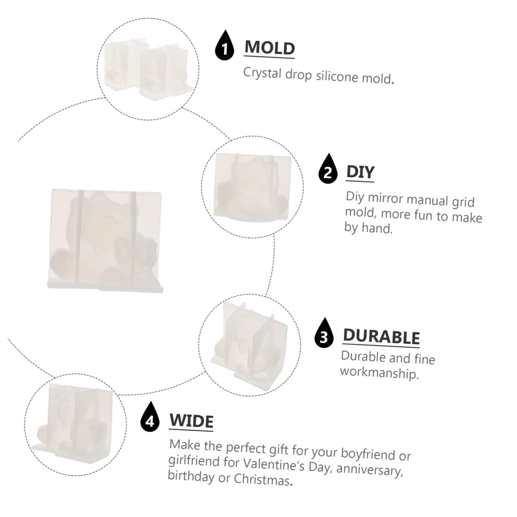 Artibetter 3 Ensembles Moule Silicone Mots Moules Chocolat Bricolage Outillage Outils De Bricolage Cake Chat Époxy Cristal Créatif Gel De Silice Transparent 2 Pièces * 3