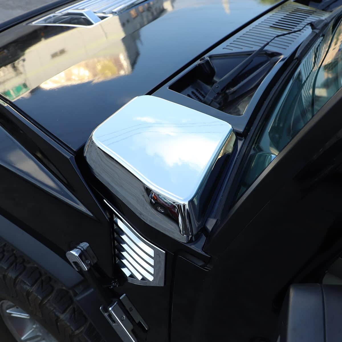 Hood Side Air Intake Vent Cover Compatible with Hummer H2 2003-2009 Accessories, Front Hood Side Air Intake Decor, Hood Vents Cover Moulding Bezel, Engine Hood Cover, ABS (Sliver)