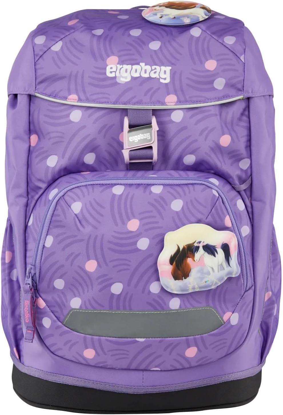 ergobag flex zaino per la scuola elementare, flessibile, ergonomico, leggero, 23 litri, per bambine e bambini PonyBearadise - Lavanda