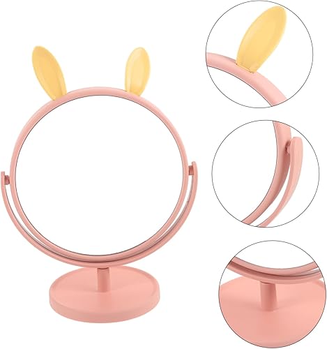 Miniatura 5 de Espejo de maquillaje para escritorio, con forma de orejas de conejo, espejo cosmético de mesa para el hogar, dormitorio, baño, espejo de corte de