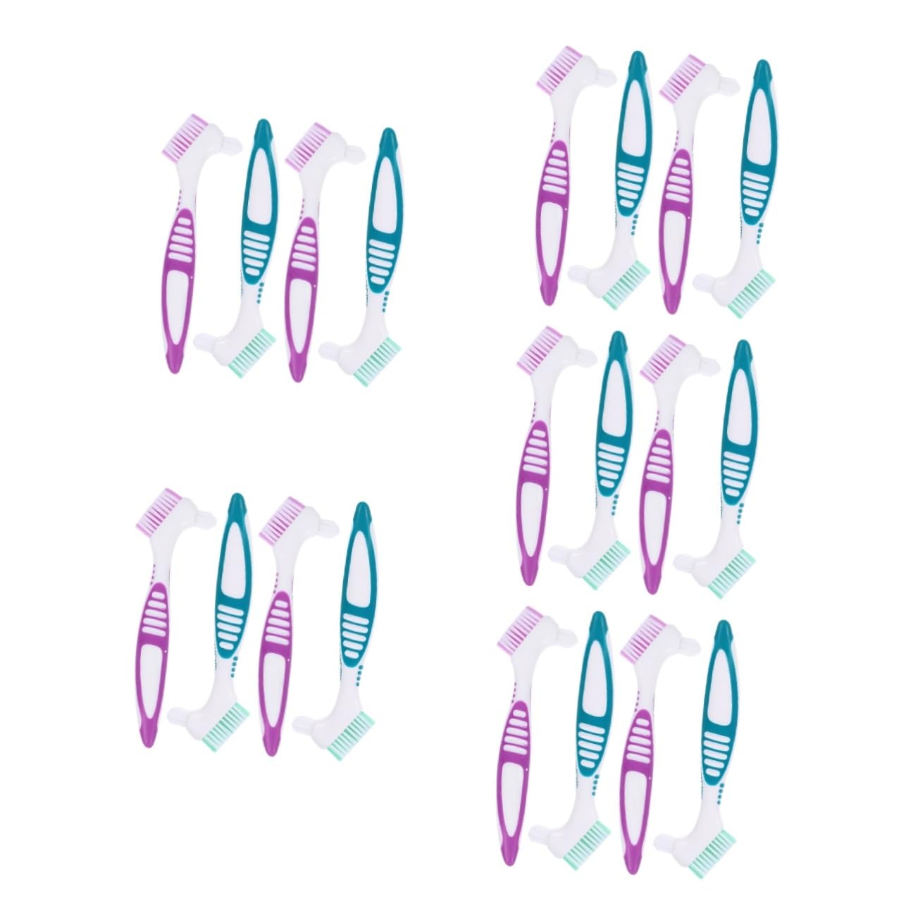 COLLBATH 20pezzi Spazzolino Per Dentiere Antiscivolo Spazzole Per e Dentiere Per Setole Morbide e Ergonomiche Per Orale