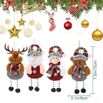 【まーちゃんさま】christmas doll ❀パティシエの女の子オーナメント Xmasドール 足ぶらスノーマンとサンタ｜アミブルージュ