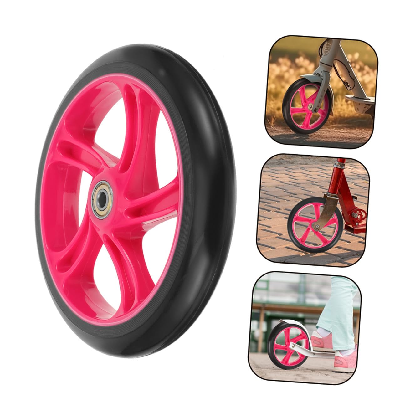 Ruote di Ricambio in Pu Rosso per Monopattino Elettrico 1 Paio | Alta Elasticità e Resistenza, Adatte a Sport e Stunt Scooter, Design Cuscinetto e Durezza Elevata