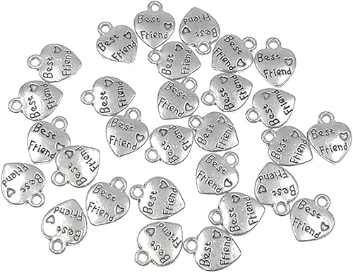 Miniatura 4 de ALIMITOPIA 60 dijes de letras de Best Friend en forma de corazón de durazno de doble cara para hacer pulseras, collares, joyas y hallazgos