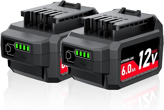 with USB-A Port 2Pack 12V 6000mAh Replacement for SKIL PWRCore 12 Battery BY5040A-00 BY5020A-00 BY519801, Compatible with SKIL PWRCore 12 Volt Series Cordless Power Tools & Chargers QC535701