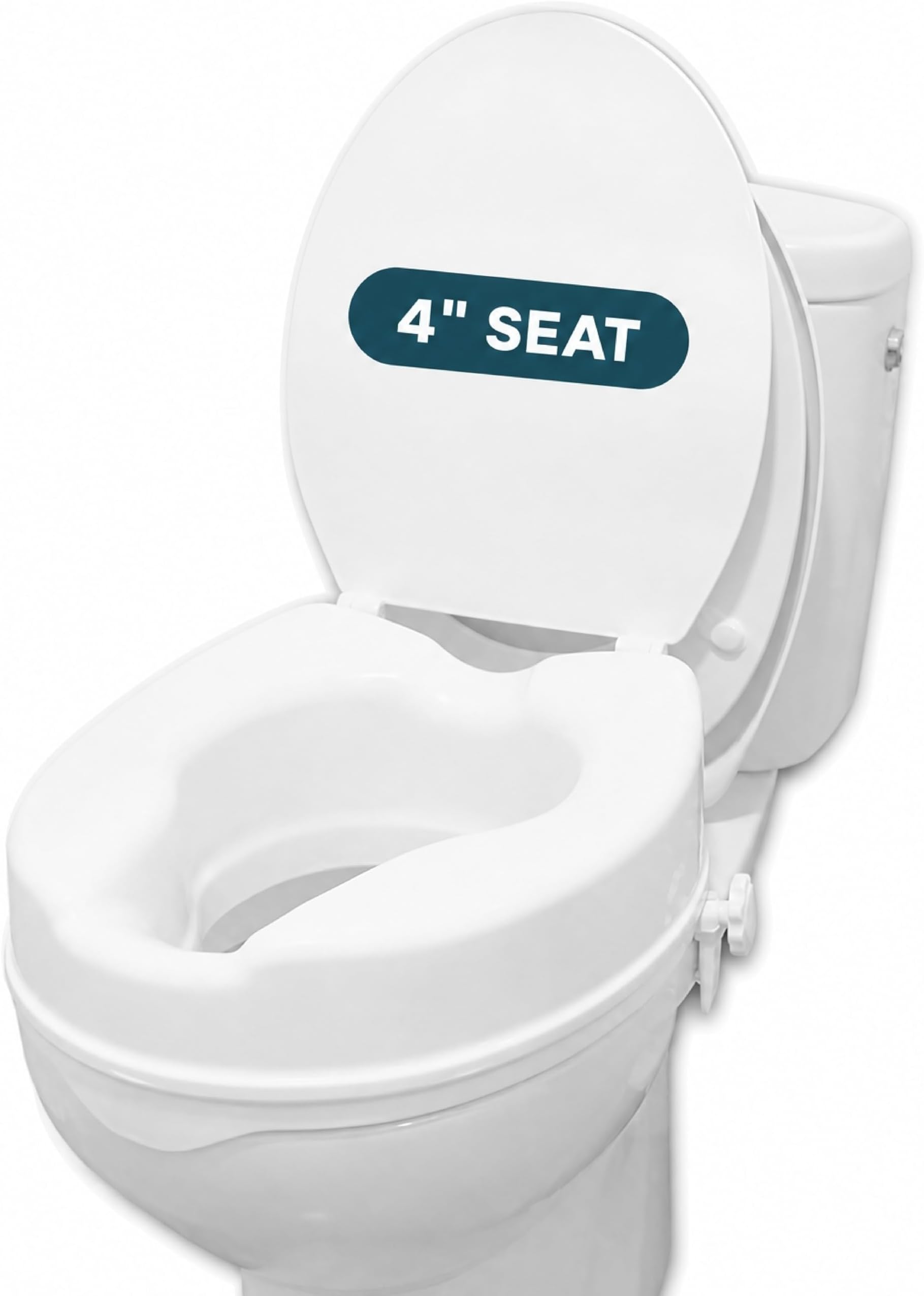 PEPE Mobility Raised Toilet Seat with Lid 4 Inch (10 cm), Riser for Hip Replacement, Booster Extension Seat, Toilet Aids for Disabled and Elderly