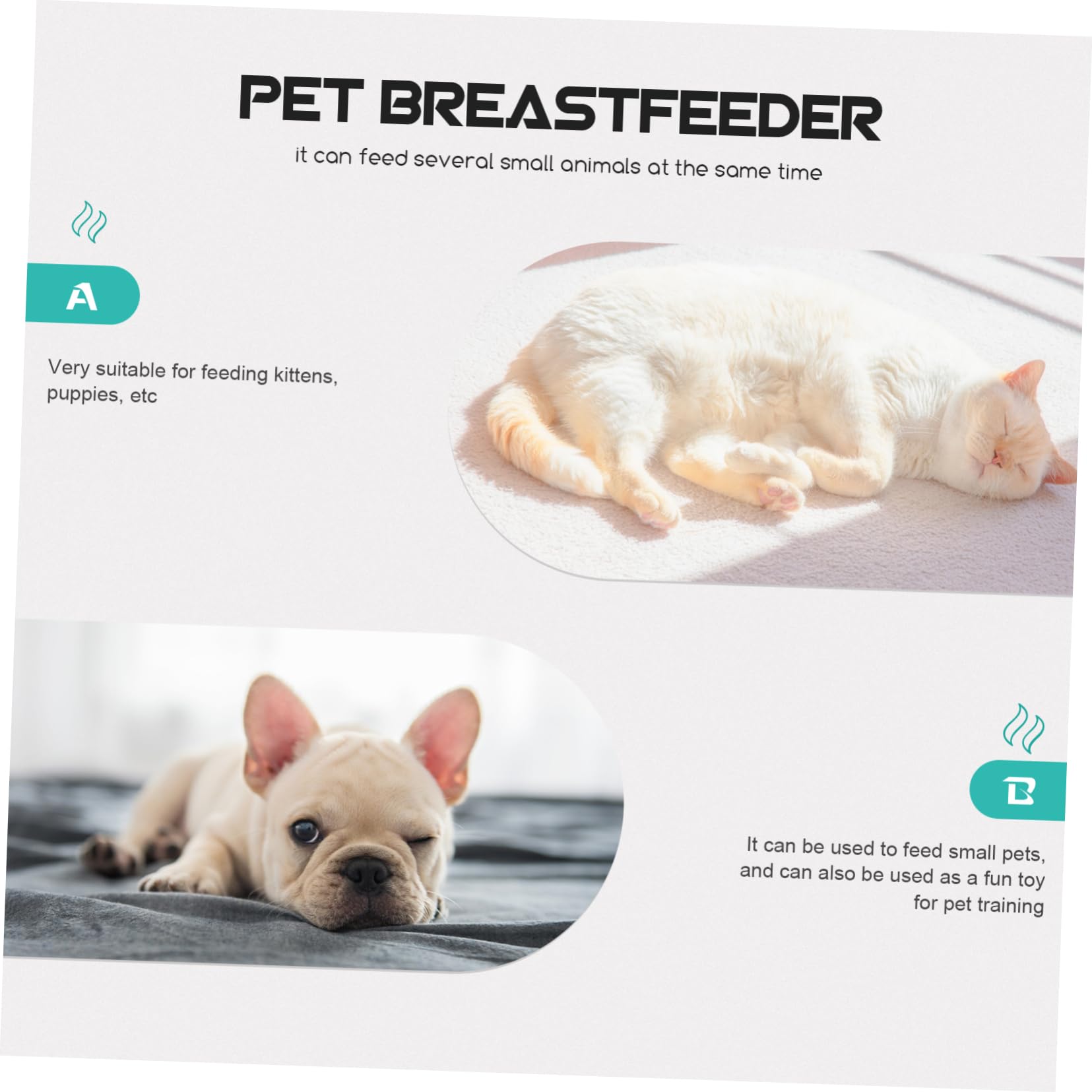 INOOMP Biberon per Cuccioli Riutilizzabile in Silicone Rosa, Facile da Conservare, Accessorio per L’Allattamento e Allenamento di Piccoli Animali Domestici