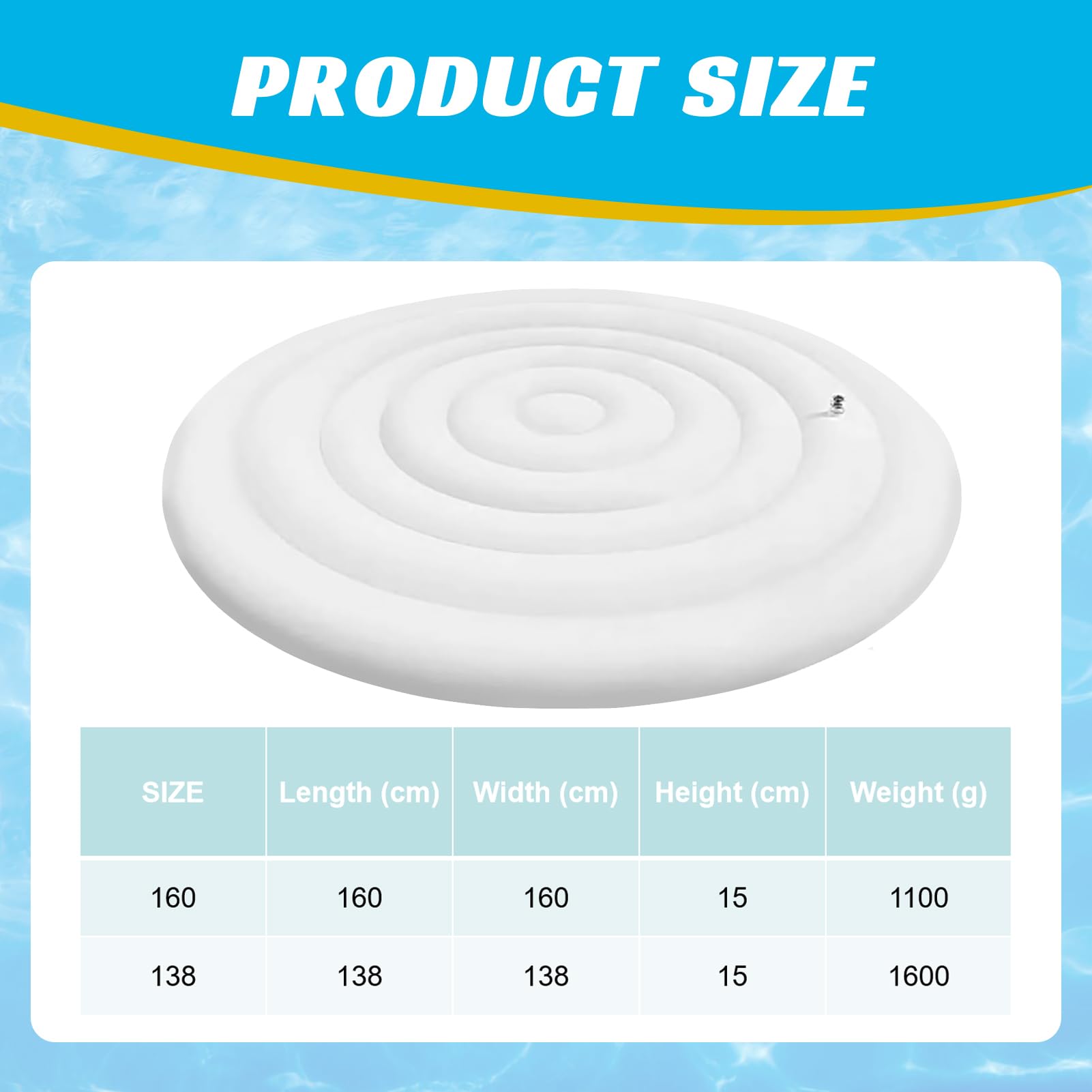 Cubierta inflable para bañera de hidromasaje, 160 cm con válvula de inflado y desinflado fácil, resistente al viento, a prueba de lluvia, nieve, cubierta de spa aislada (circular, 160 cm)