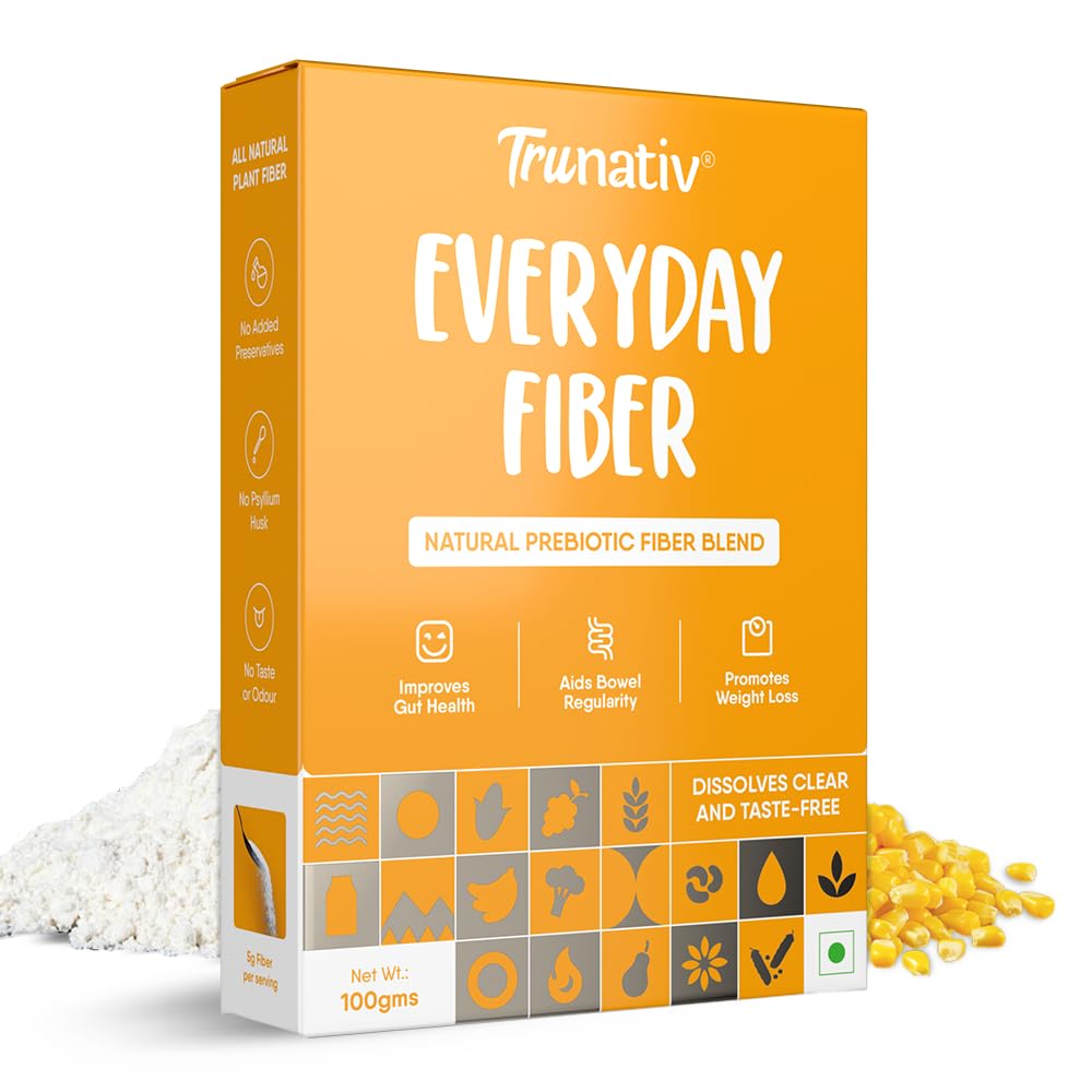Trunativ Everyday Fiber Supplement Powder | Instant Acidity Relief & Bloating Relief | Prebiotic Fibre Supplement | Psyllium Husk Replacer & Isabgol Replacer | Gluten Free | Unflavored 100g (Pack of 1)