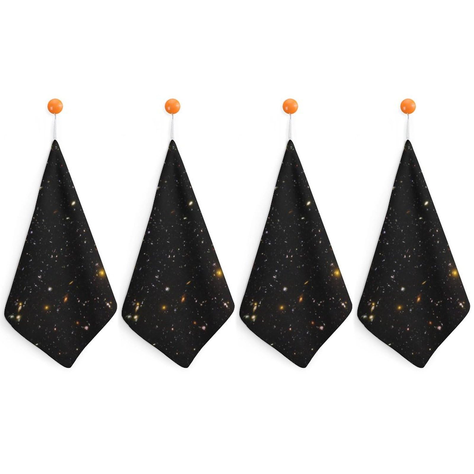 LEDFCVSU 4 Piece Hanging Hand Towels, Starry Sky Black Glitter Small Dry Hand Towel for Kitchen Bathroom
