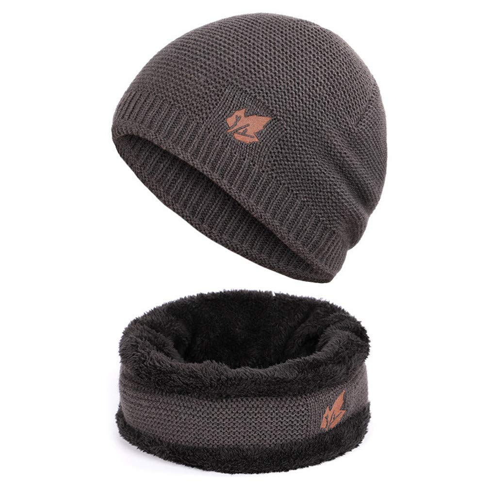 Ulalaza Women's Style4-3 2Pcs Hat And Scarf Set Warm Knit Beanie Slouchy Skull Cap And Circle Scarf