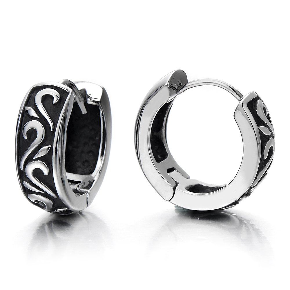 Acciaio Inox Orecchini A Cerchio Gotico Rivetti Sfera Punte - Foto 3