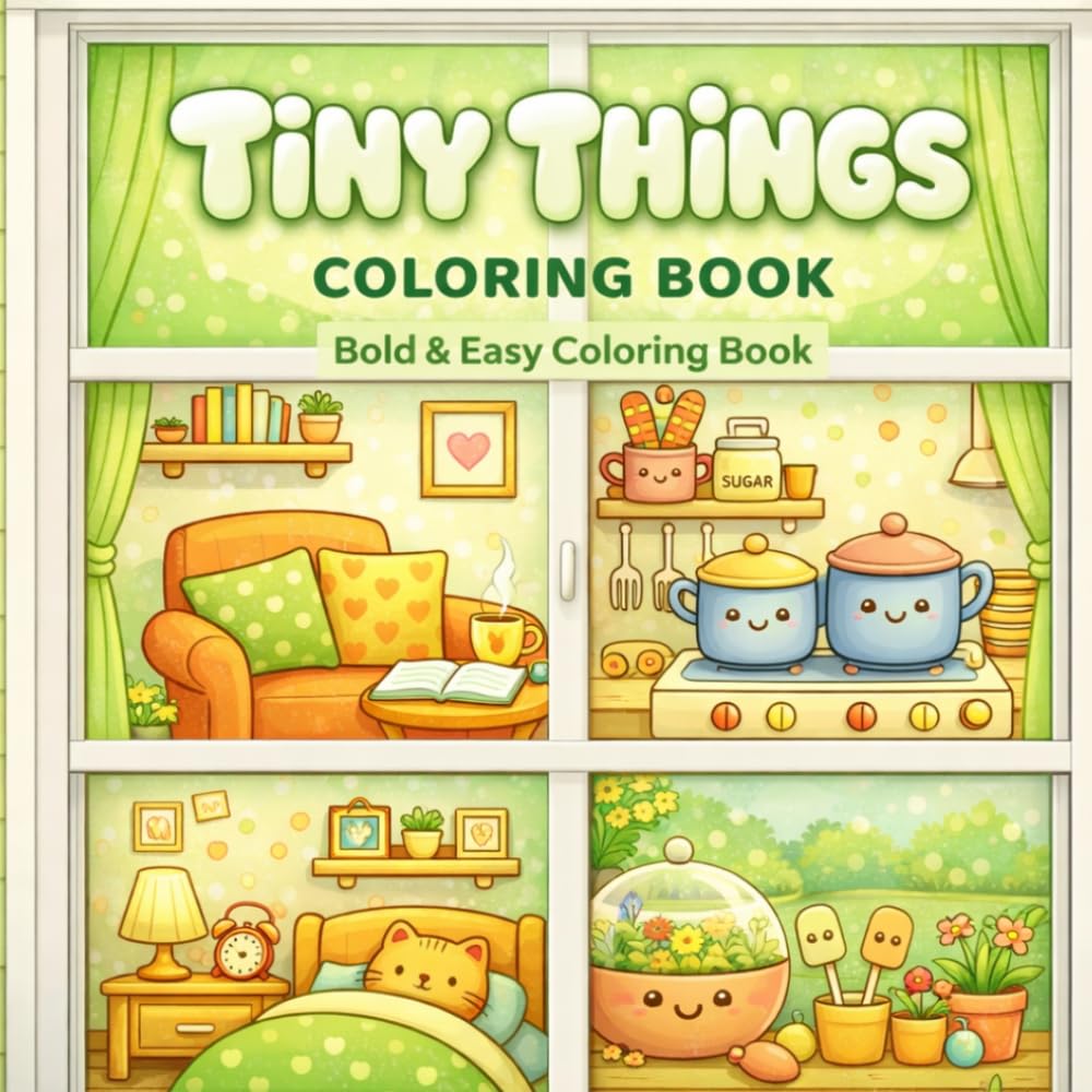 Tiny Things Coloring Book: A Cozy Coloring Book of Cute Mini Objects and Relaxing Scenes