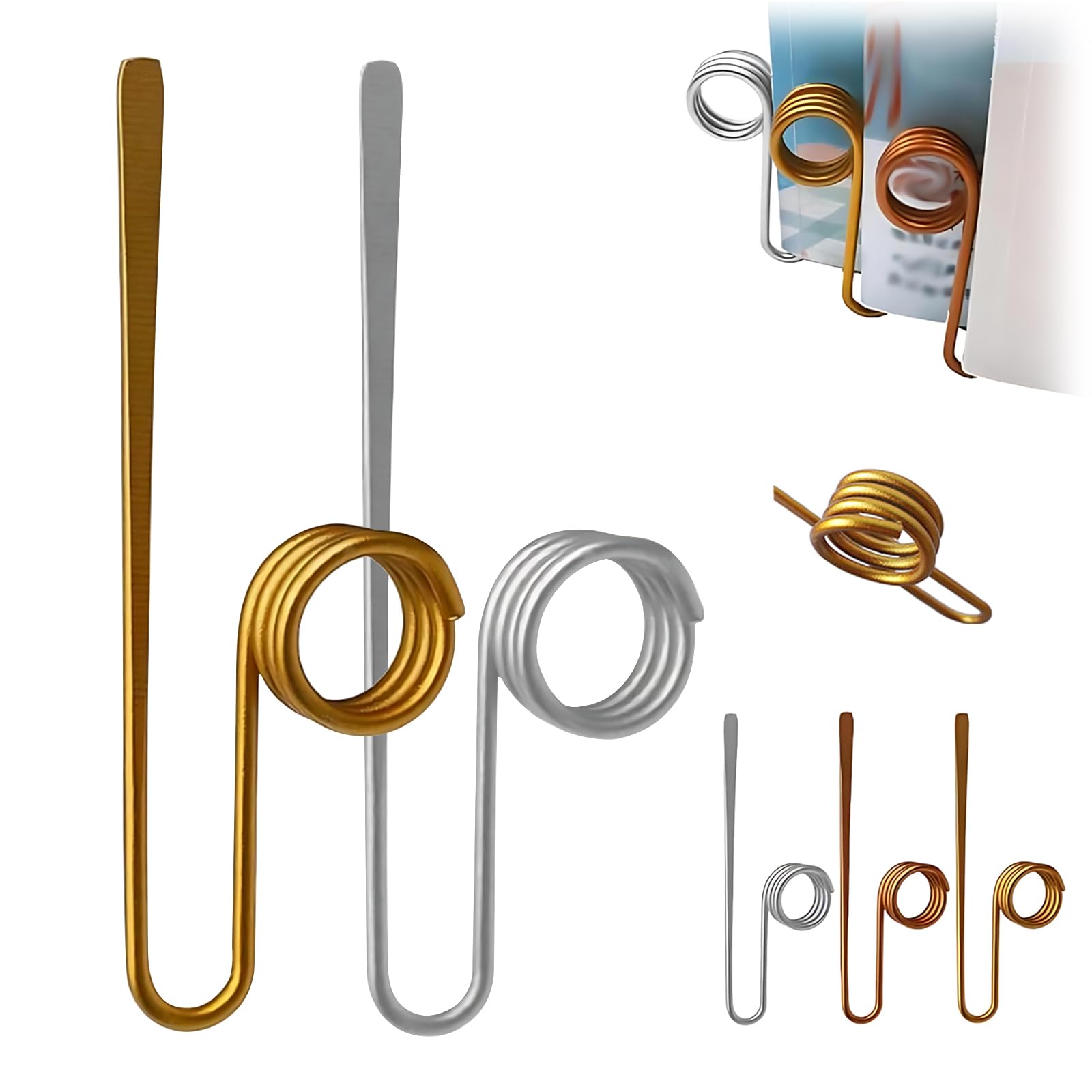 Upgrade Copper Book Holder Ring Bookmark, Metal Thumb Book Page Holder, Finger Ring Book Opener Holder, Book Accessories for Reading BookLovers (Gold*1+Silver*1)