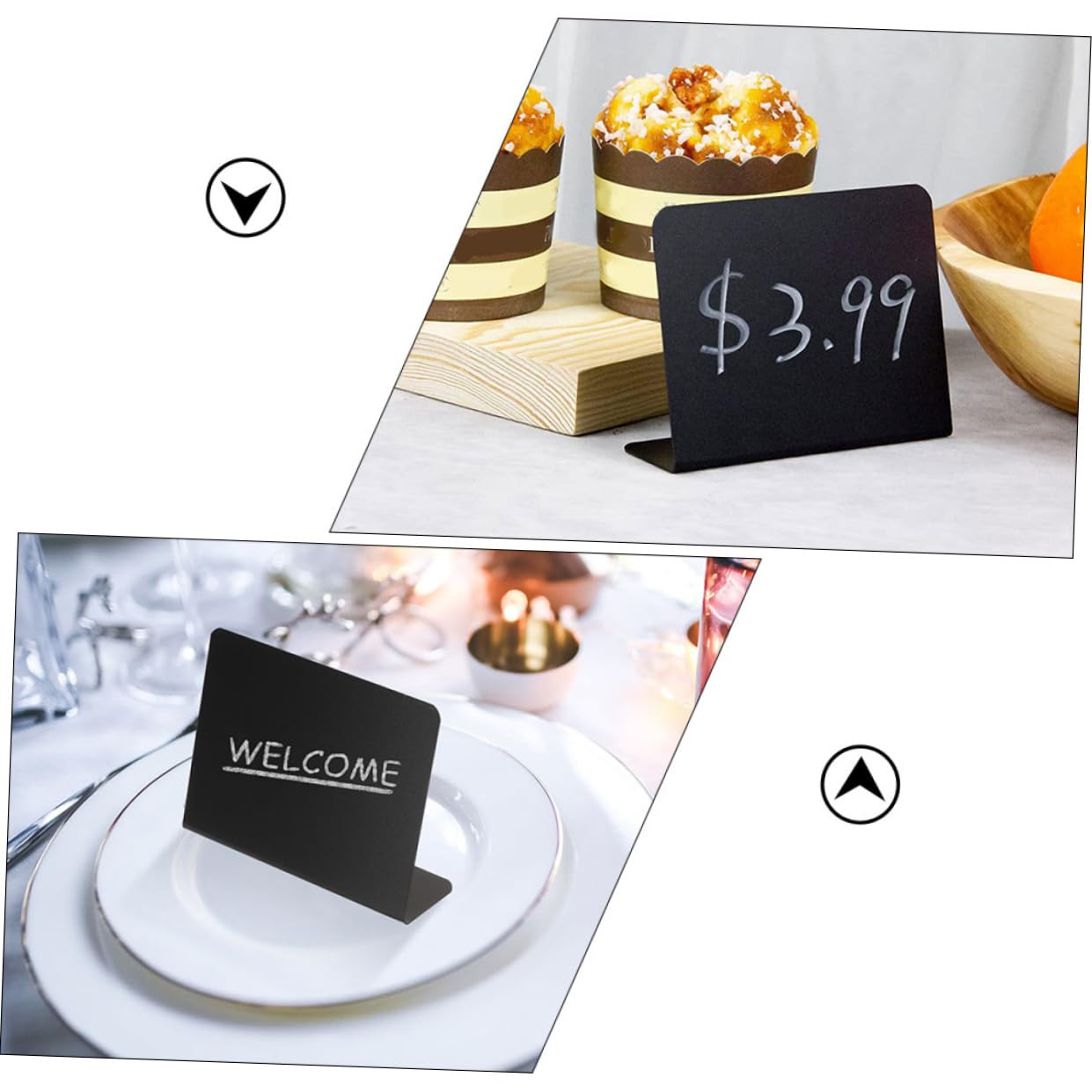 jojofuny 4 Set Mini Lavagna Nera Lavagnette Riutilizzabili Per Menu E Prezzi Per Ristoranti Matrimoni E Facili Trasportare E Utilizzare 10 Pezzi*4
