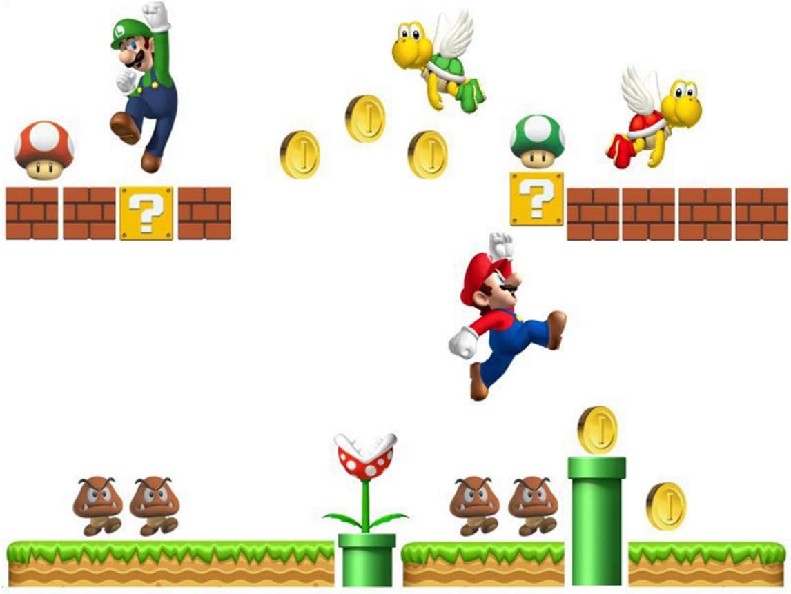 Super Mario Build a Scene Peel and Stick Wall Decal Stickers Wall Decals Stickers DIY Removable Stick Baby Boys Girls Kids Room Nursery Wall Mural Decor