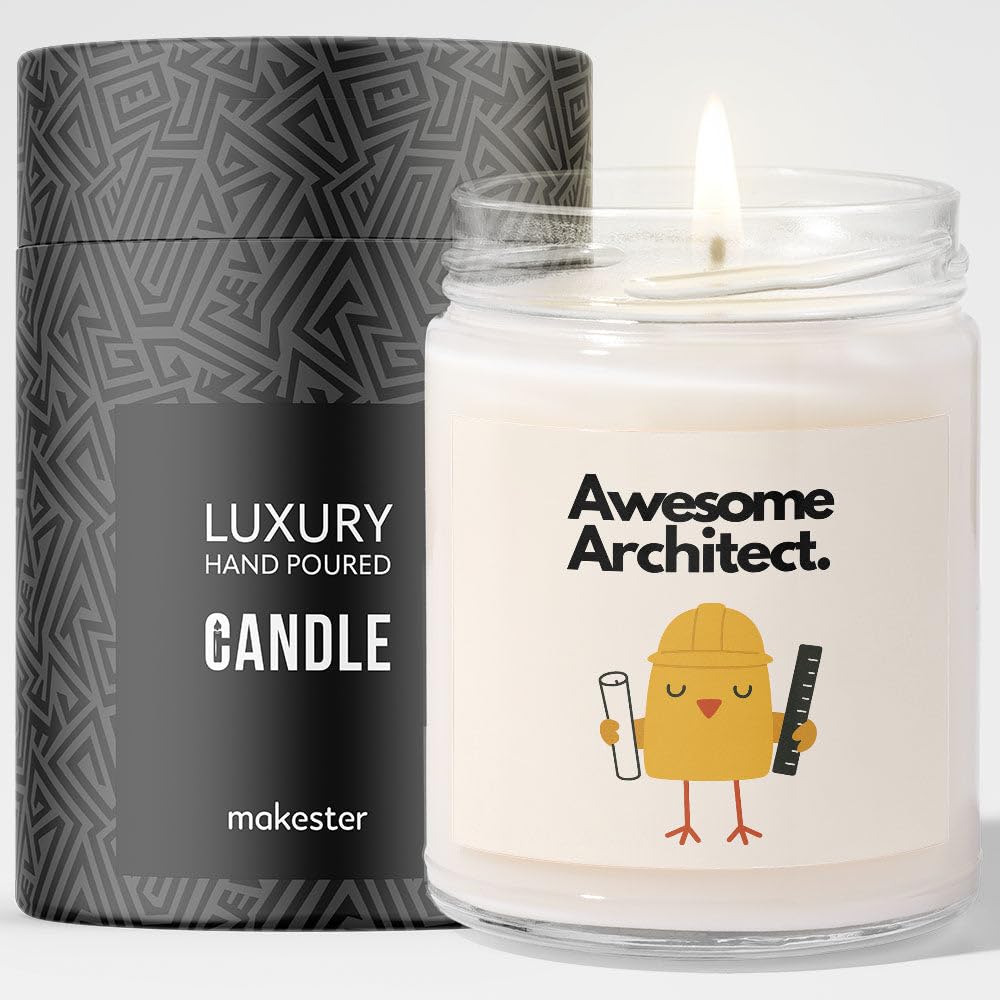 Architect Gift - Luxury Soy Wax Candle - Vanilla, Jasmine, Sugared Almond - Makester — image 1