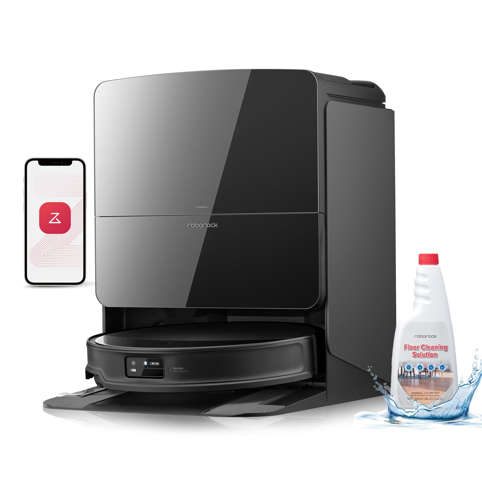 roborock Saros 10R Robot Vacuum and Mop with 480 ML Official Floor Cleaning Solution