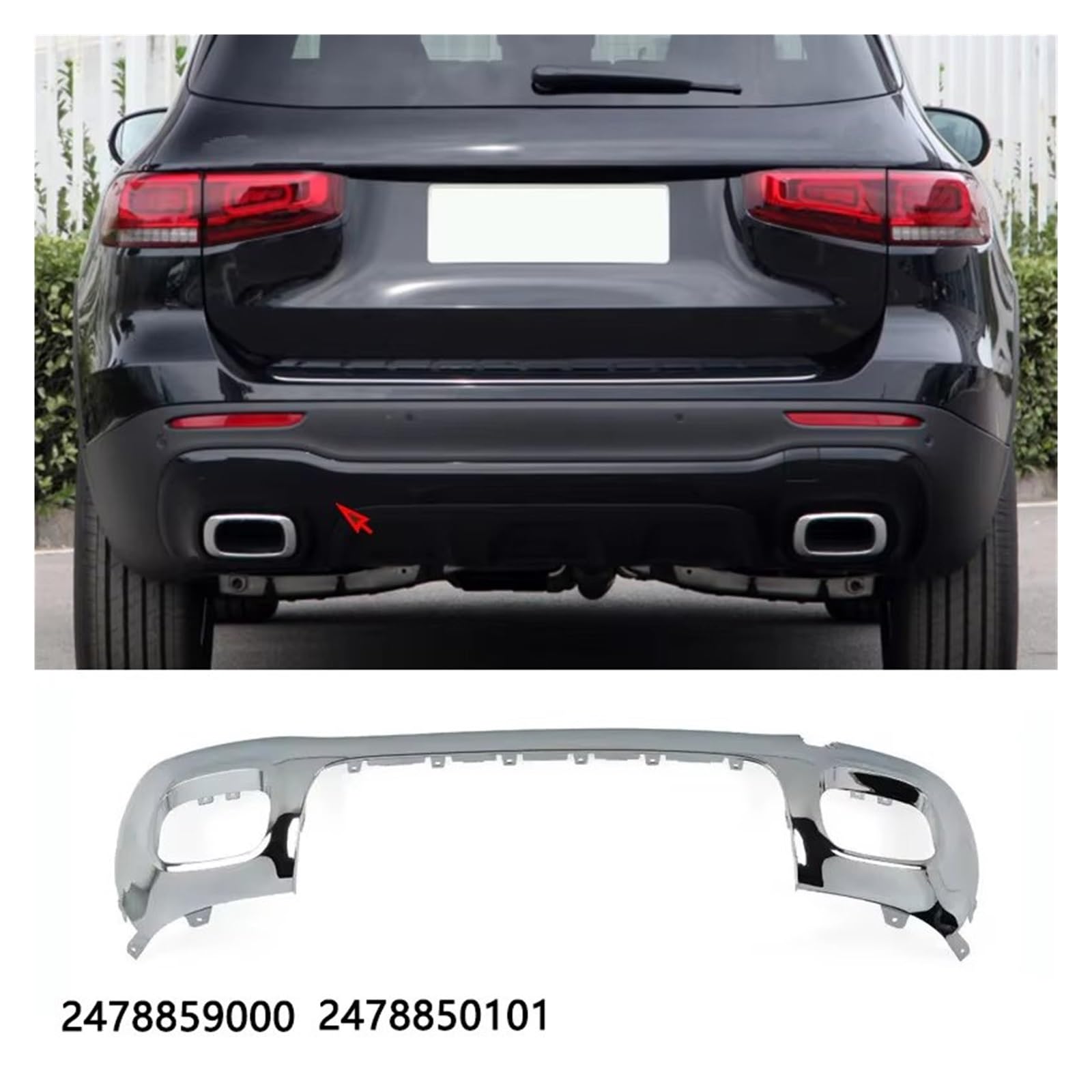 Heckspoiler Für Benz Für GLB W247 X247 Heckstoßstange Spoiler Diffusor Trim A2478859000 A2478850101 Heckdiffusor Diffusor(Glossy black)