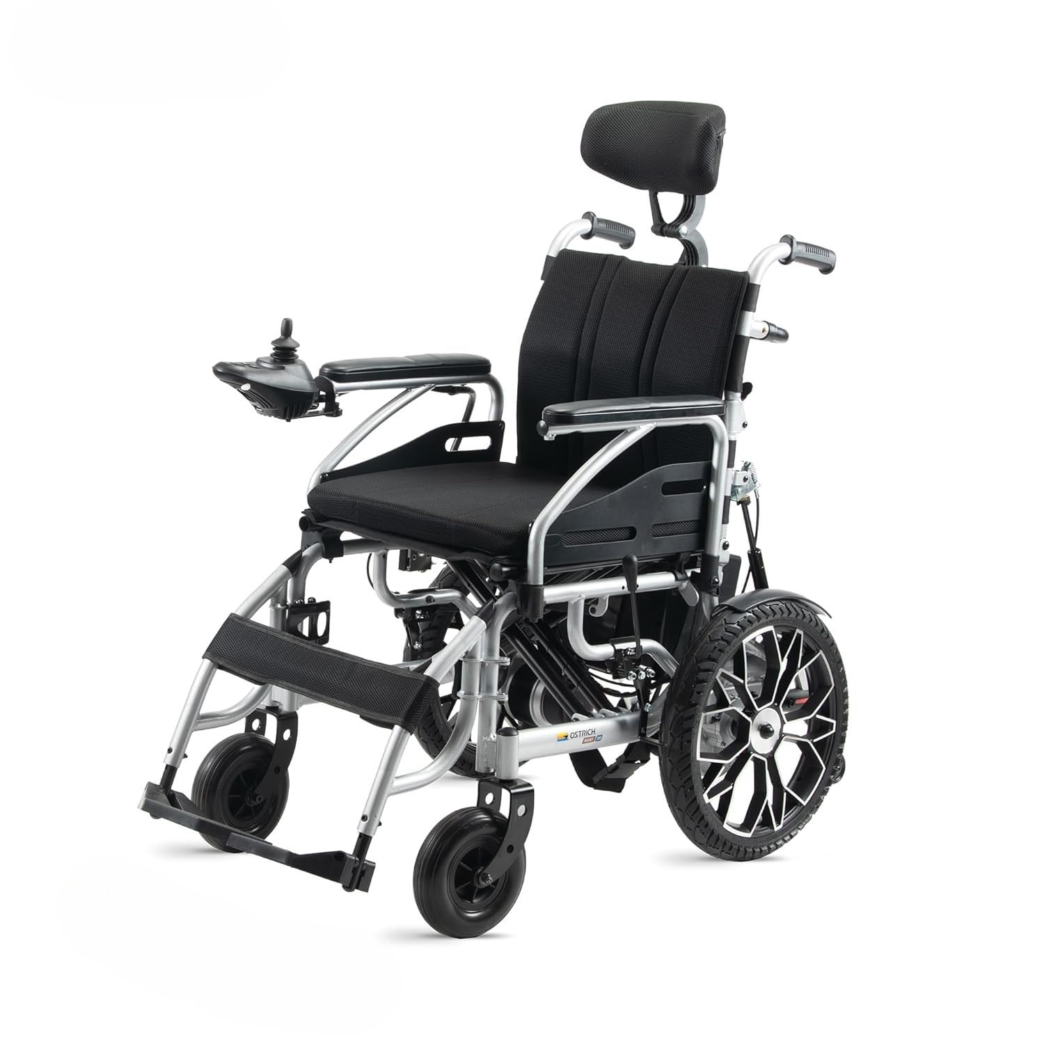 Ostrich Mobility Rocky 250 Plus Foldable Electric Wheelchair for Adults & Seniors - 120kg Capacity, 6kmph Speed, Adjustable Headrest, Comfortable Cushioning, Safety Brakes, Durable Frame, Portable Power Wheelchair.-image-9