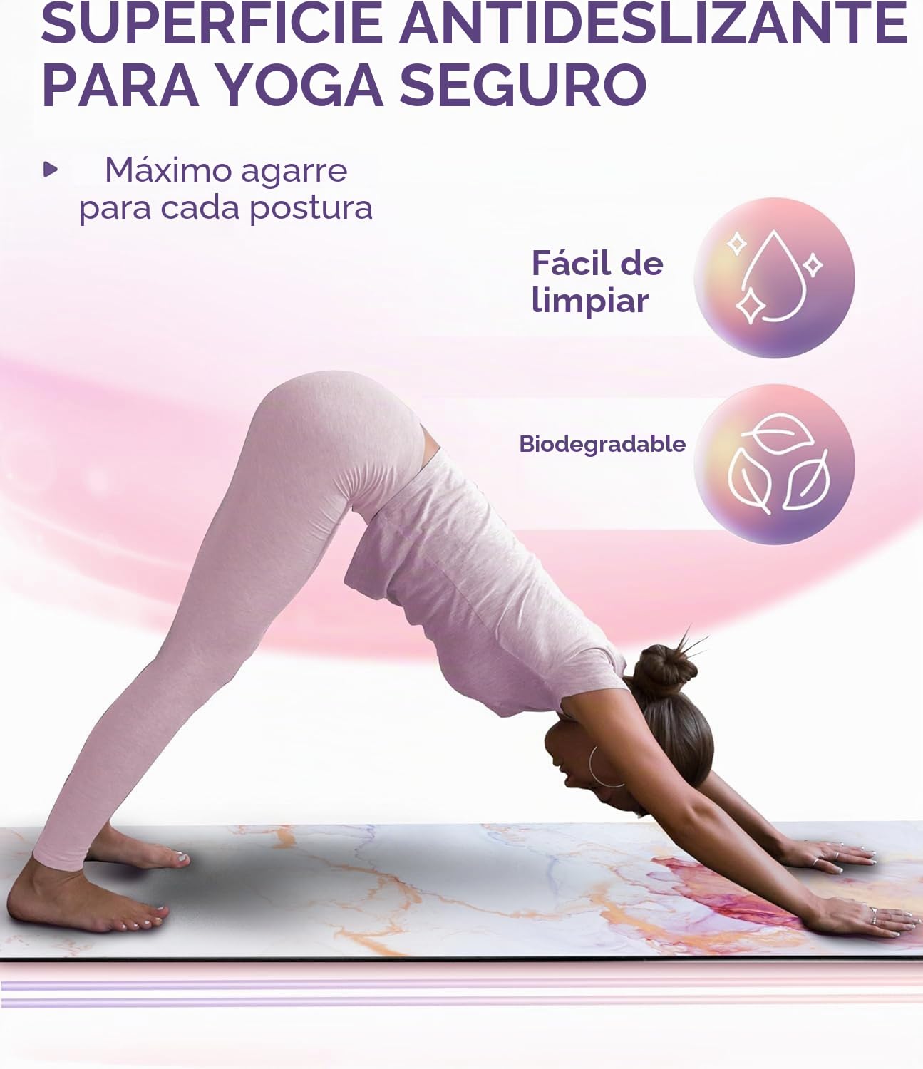 Esterilla de yoga de caucho natural ecológico y antideslizante, con diseño y correa de transporte, 183 x 68 x 4 mm