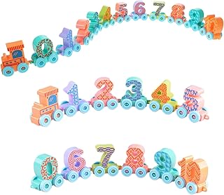 TAME Wooden Educational Train Set (1-10 No.) With Dinosaur Toys for Toddlers and Kids 2-4 Years Old, Cars for Boys
