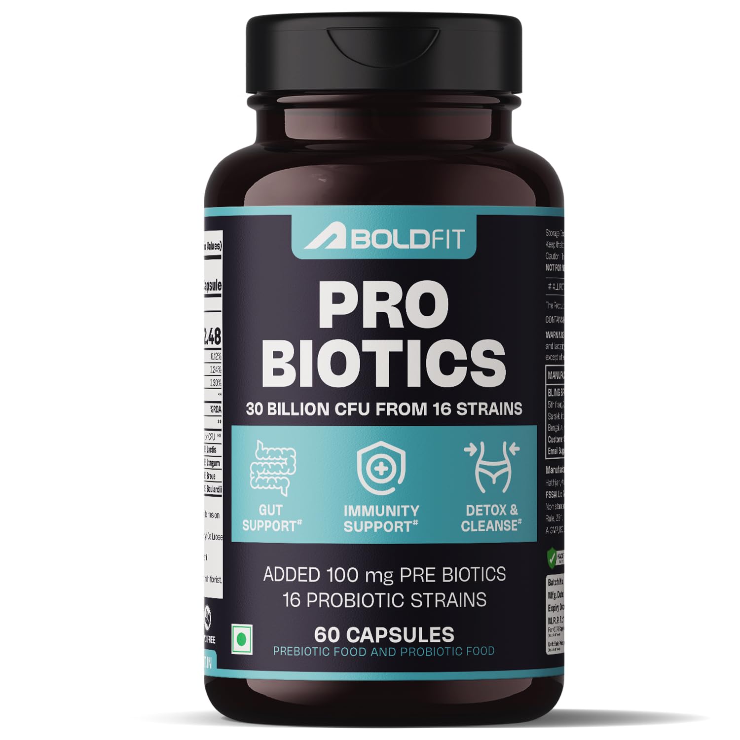 Boldfit Probiotics Gut Health Supplement 30 Billion CFU For Men & Women with 16 Strains & Prebiotics - Supports Digestion, Immunity Support, Detox & Cleanse - 60 Vegetarian Capsules, White (B07YNN2V4J) Amazon Price History, Amazon Price Tracker