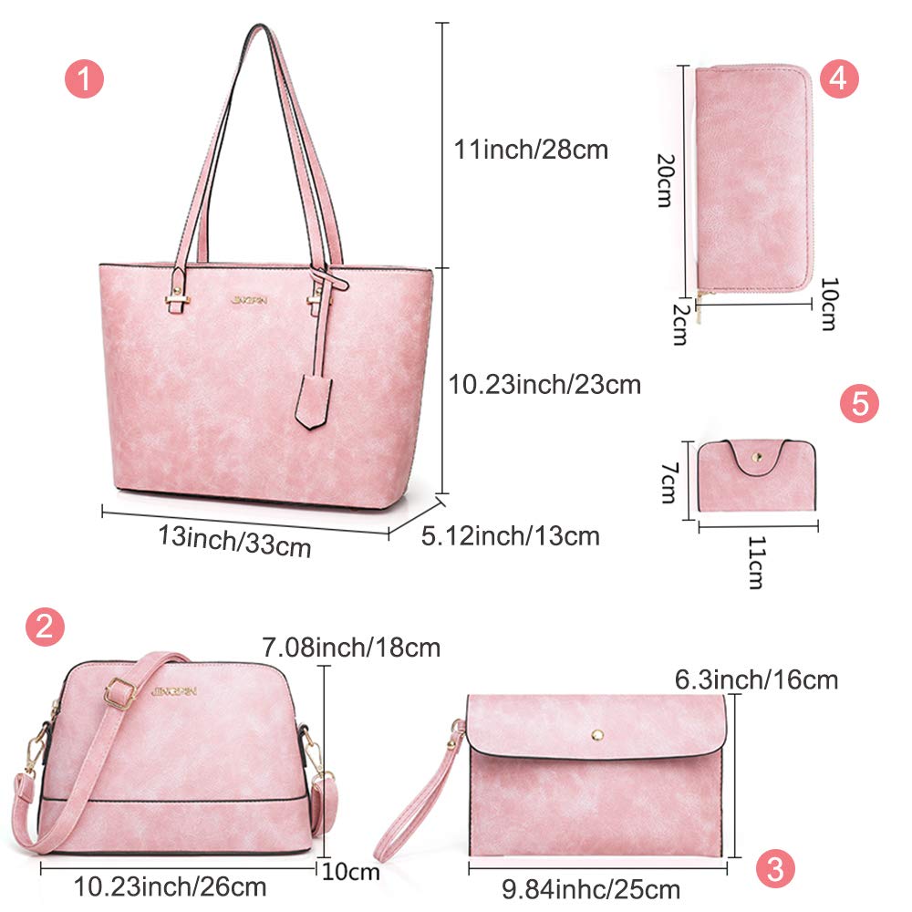 Juego de 5 bolsos de mano de piel sintética para mujer, color Rosa, talla Talla única