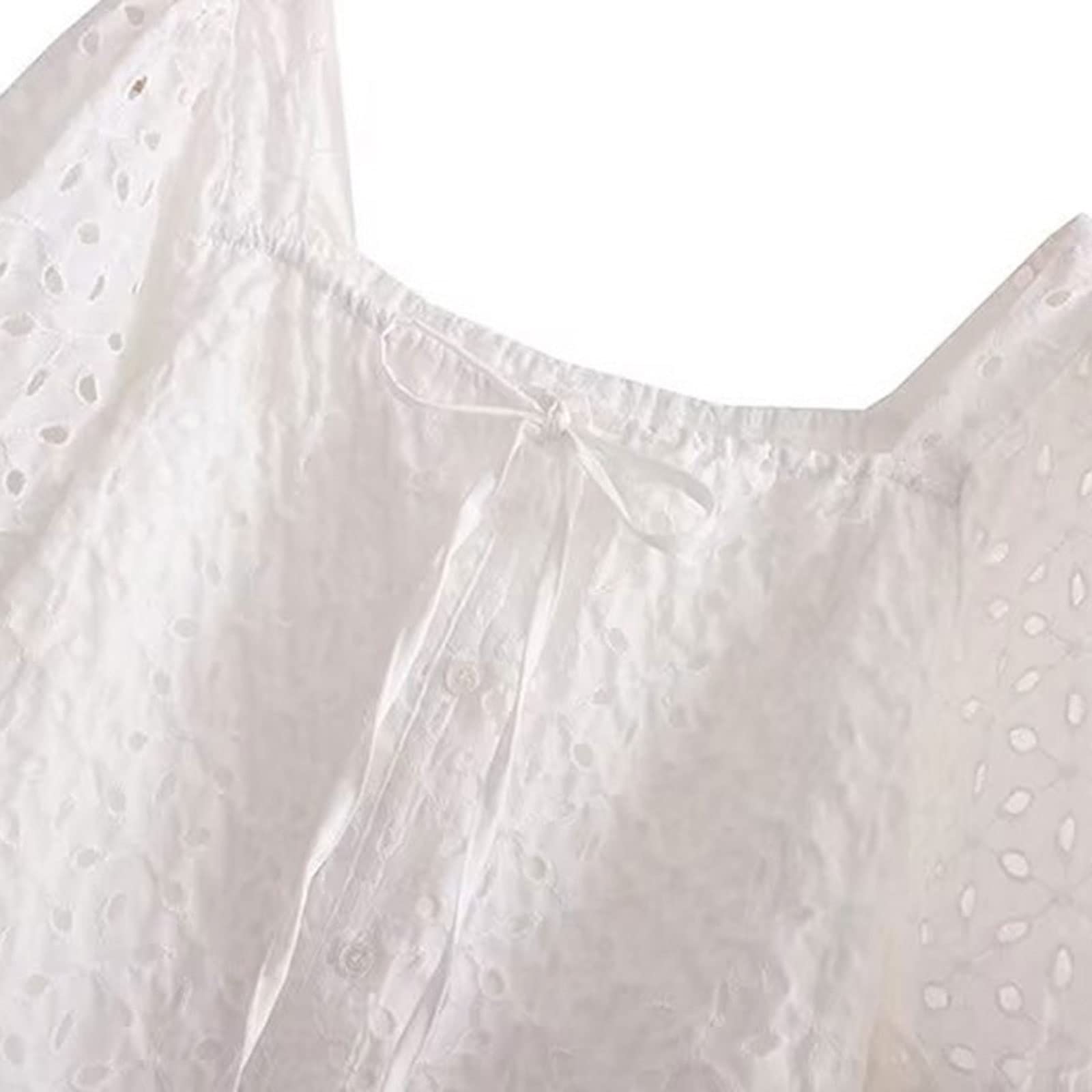 Top da donna con lacci traforati ricamati camicette a maniche corte abbottonate top femminili